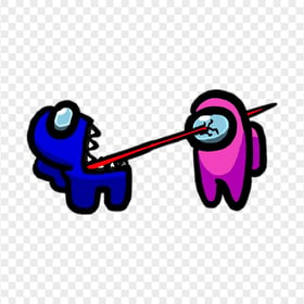 HD Among Us Crewmate Blue Character Tongue Kill Pink PNG