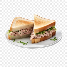 HD Tuna Fish Sandwich Cut in Half on Dish Transparent PNG