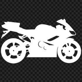 Sports Bike Motorcycle White Silhouette Icon PNG Image