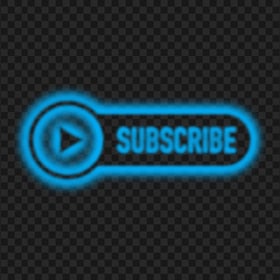 HD Youtube Light Blue Neon Subscribe Button Logo PNG
