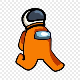HD Orange Among Us Character Walking With Astronaut Helmet PNG