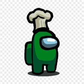 HD Green Among Us Character With Chef Hat On Head PNG