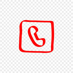HD Red Hand Draw Square Phone Icon Transparent PNG