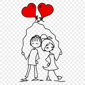 HD Romantic Lovely Cartoon Sketch Couple Valentine Day PNG