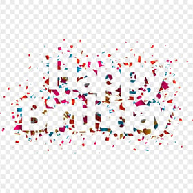 HD Colorful Happy Birthday Text With Streamers Decoration PNG