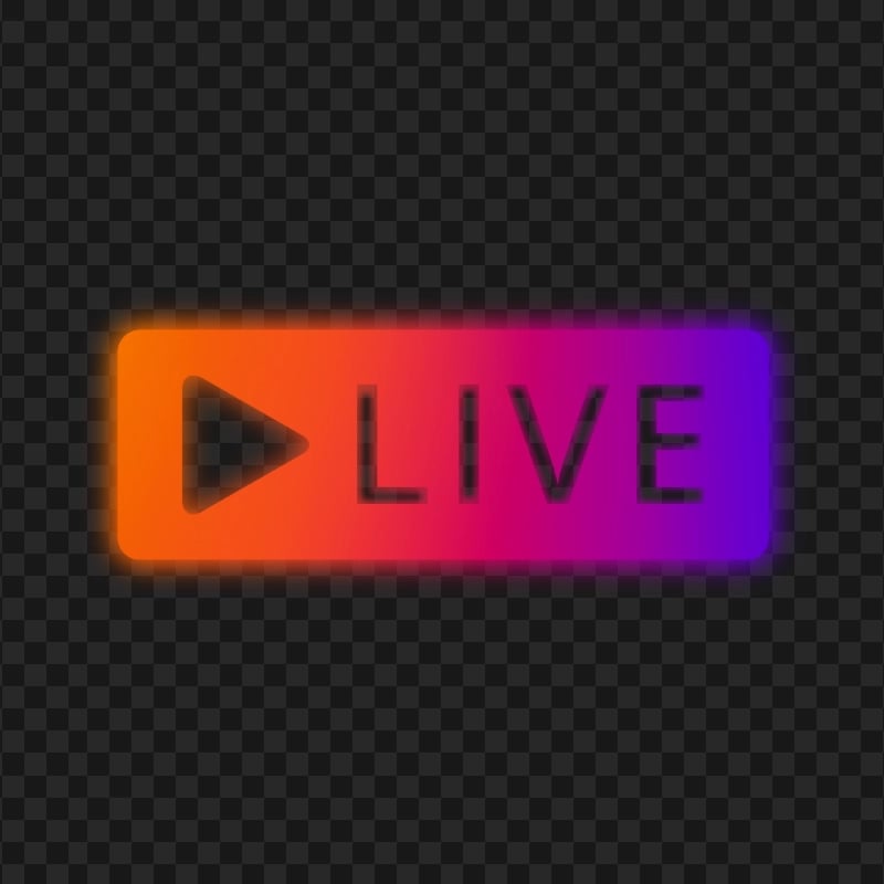 HD Instagram Neon Live Stream Button Play PNG