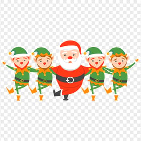 Santa Dancing With Elves Vector Cartoon HD PNG