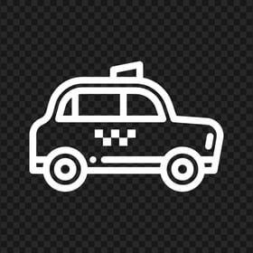 White Outline Taxi Cab Side View Icon