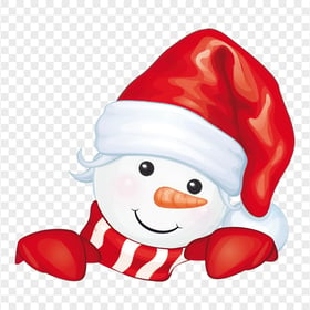 PNG Cartoon Snowman Character With Santa Hat