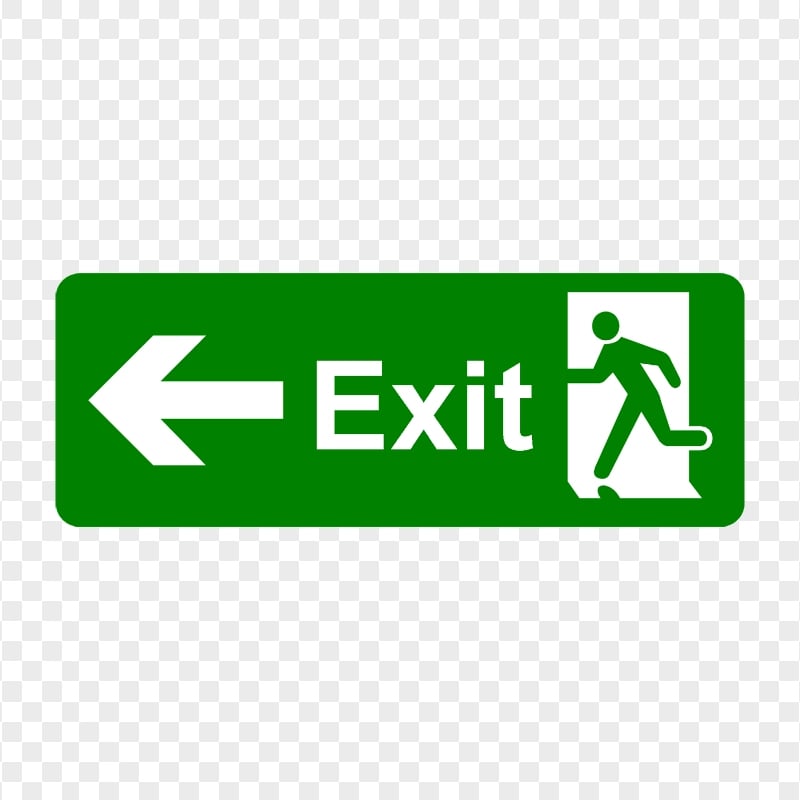 PNG Green Exit Sign With Arrow Pointing Left