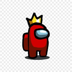 HD Among Us Red Crewmate Character With Crown Hat PNG