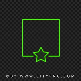 HD Green Neon Frame With Star Transparent Background
