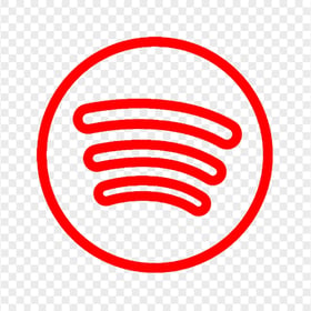 Spotify Round Outline Red Icon PNG