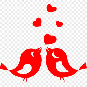 HD Two Birds In Love Red Silhouette PNG