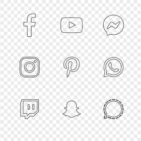 HD Black Social Media Outline Logos Icons PNG