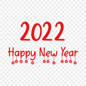 HD 2022 Happy New Year Red Text Logo PNG