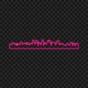 HD Pink Neon City Silhouette Transparent Background
