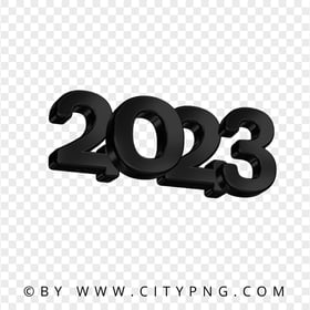 Black 2023 3D Text Logo New Year PNG