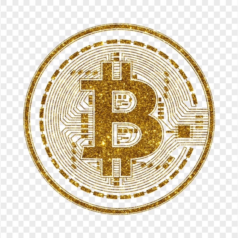 HD Gold Glitter BTC Bitcoin Crypto Blockchain Coin Icon PNG
