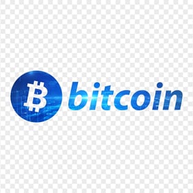 HD Blue BTC Bitcoin Text Logo PNG