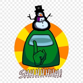 HD Green Among Us Crewmate Shhh Logo With Snowman Hat PNG