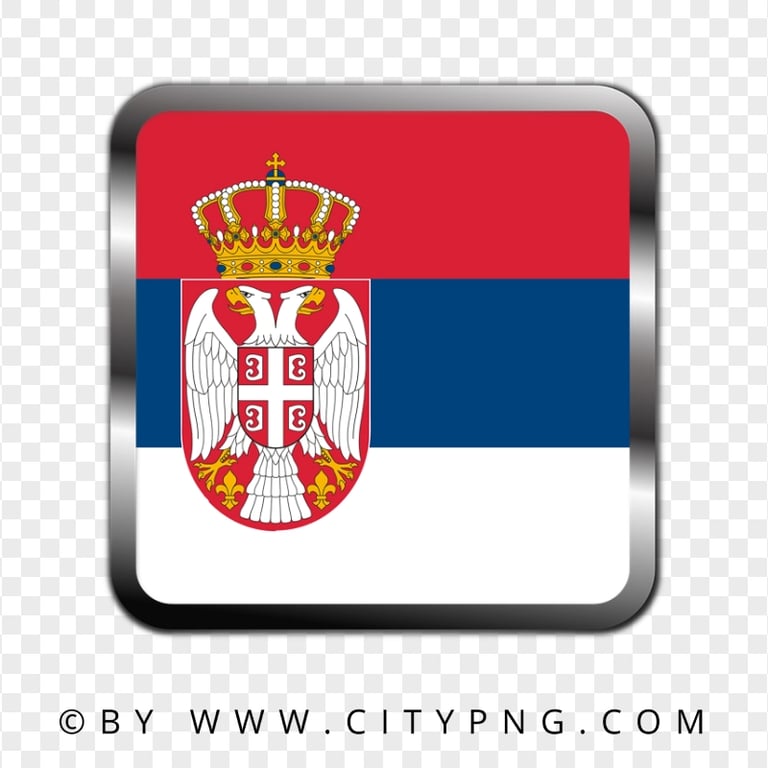 Serbia Square Metal Framed Flag Icon PNG