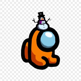 HD Orange Among Us Mini Crewmate Baby With Snowman Hat PNG