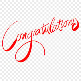 HD Congratulations Red Text Word Calligraphy Transparent Background