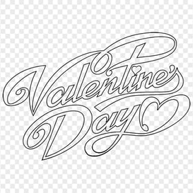 HD Valentines Day Black Outline Text Logo PNG