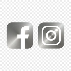 HD Facebook Instagram White & Silver Metal Logos Icons PNG