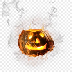 Halloween Burning Pumpkin Jack Lantern With Smoke