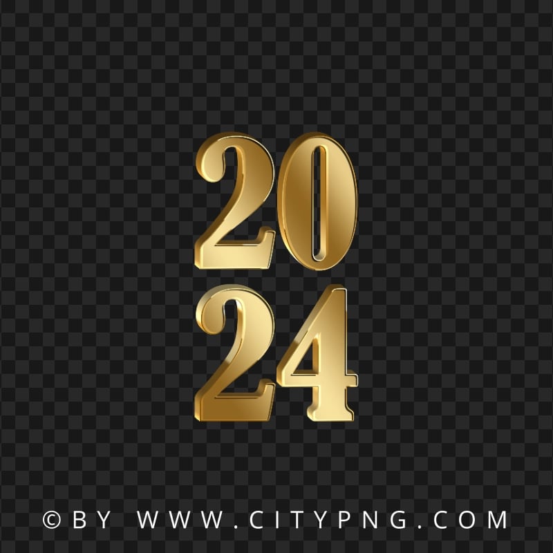 Gold Vertical 2024 New Year Design PNG Citypng