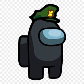 HD Black Among Us Character With Military Hat PNG