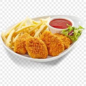 Chicken Nuggets with French Fries Transparent Background