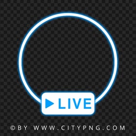 HD Live Circle Neon Glowing Blue Logo Sign PNG
