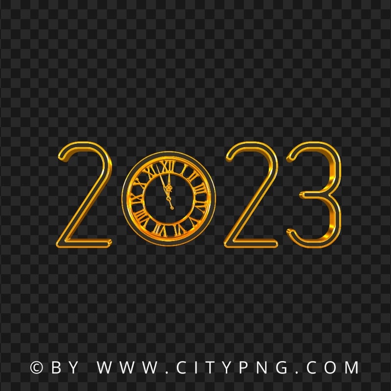 HD 2023 Gold New Year's Eve Clock Transparent PNG