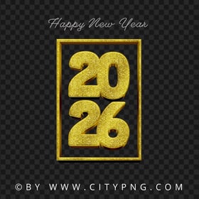 2026 Happy New Year Glitter Effect Creative Image PNG