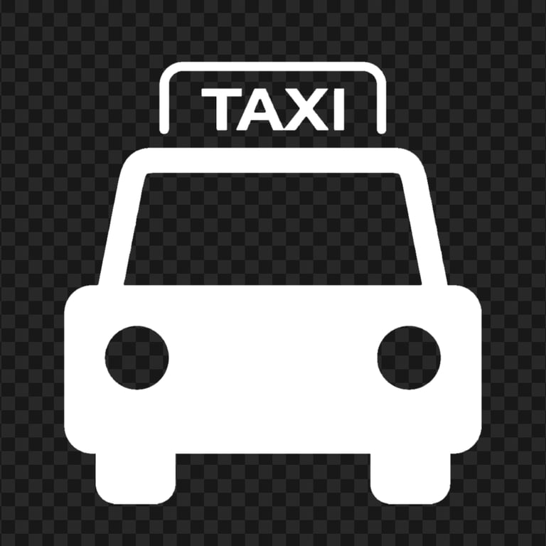 HD Taxi Cab Car Front View White Icon PNG