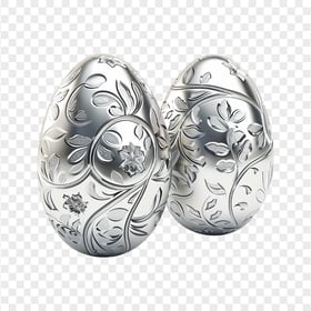 HD Pair Of Silver Realistic Easter Eggs Hunt Transparent PNG
