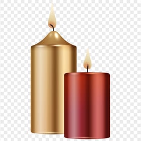 Red & Gold Christmas Two Candles PNG