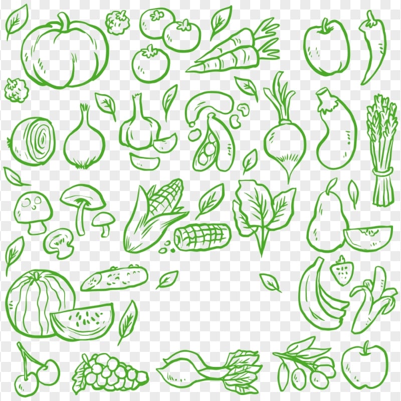Green Vegetables Icons Seamless Pattern Download PNG