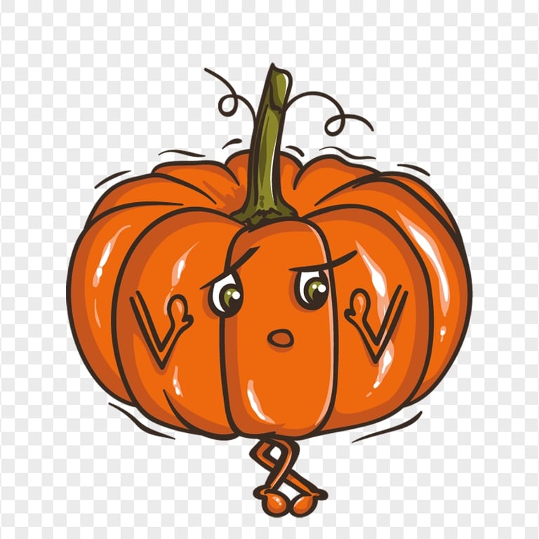 Cartoon Pumpkin Jack O Lantern Confused Face