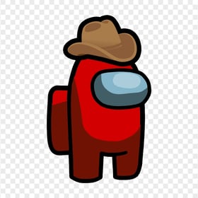 HD Red Among Us Crewmate Character With Cowboy Hat On Head PNG