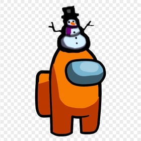 HD Orange Among Us Crewmate Character With Snowman Hat On Top PNG