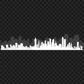 HD City Skyline Landscape White Silhouette PNG