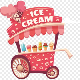 HD Cartoon Illustration Ice Cream Cart PNG