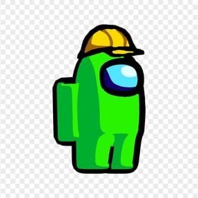 HD Lime Among Us Character With Hard Hat PNG