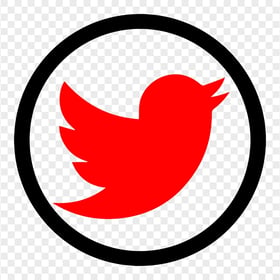 HD Circle Round Black & Red Twitter Icon PNG