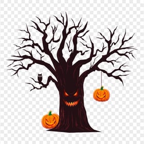 PNG Monster Halloween Cartoon Tree Pumpkins Owl