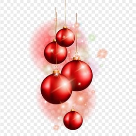 Download Red Ornaments Balls With Bokeh Effect PNG